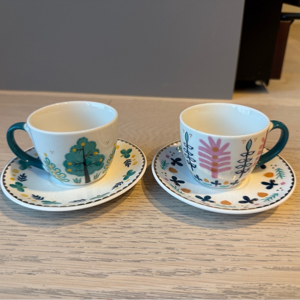 European Porcelain Espresso Cups- Hand Painter- set of 6
